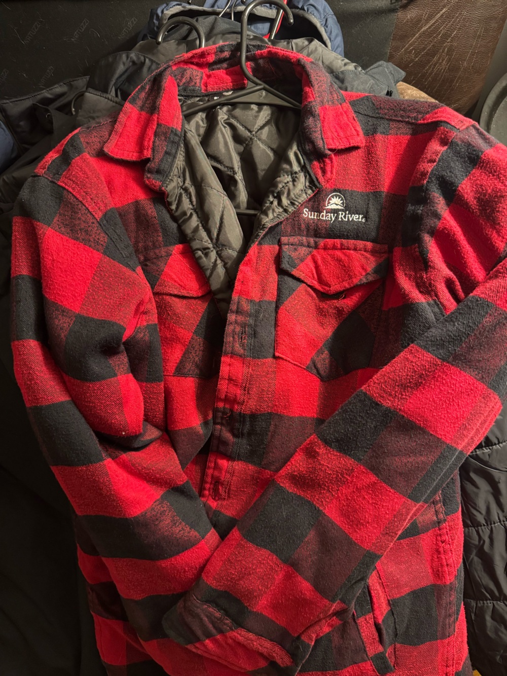burnside Red and Black Plaid Shirt Jacket